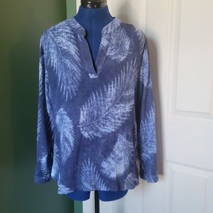 Tommy Bahama M Feather Print Cotton Long Sleeve Top